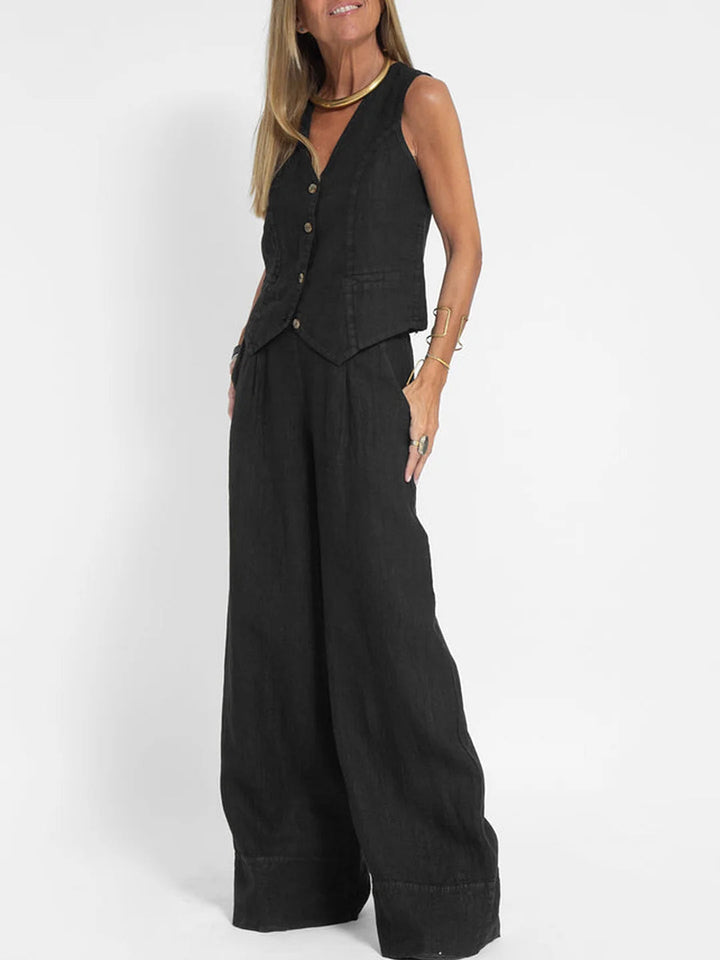 Aira | Ensemble élégant de deux pièces avec gilet et pantalon à jambes larges