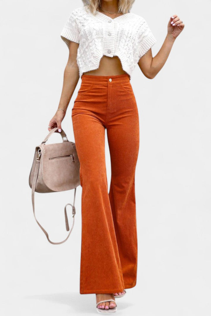 Kiara | Pantalons en Velours à Taille Haute et Jambes Larges