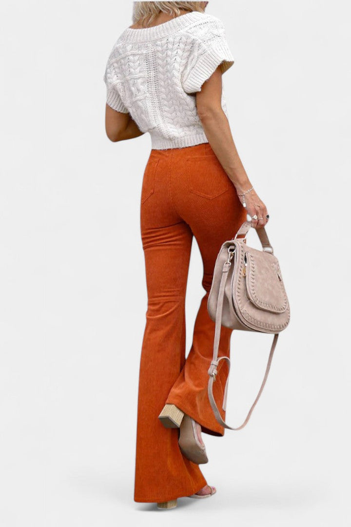 Kiara | Pantalons en Velours à Taille Haute et Jambes Larges