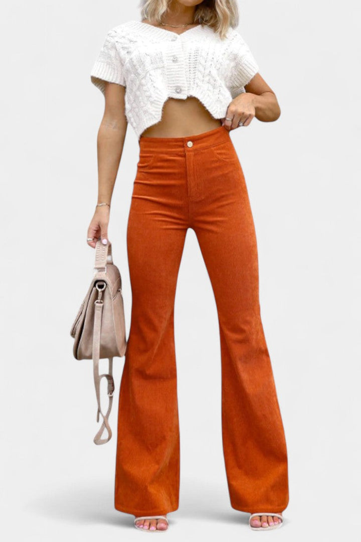 Kiara | Pantalons en Velours à Taille Haute et Jambes Larges