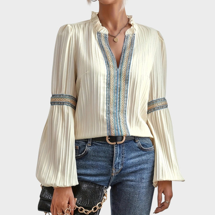 Isla | Blouse vintage avec col en V