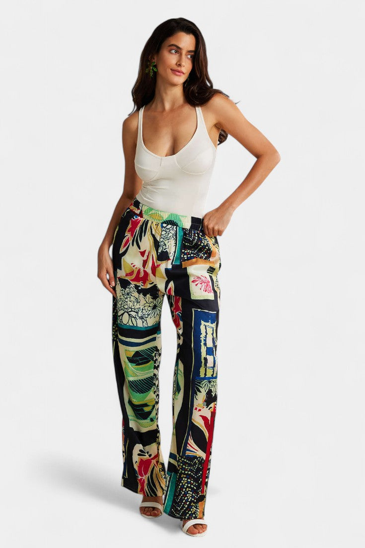 Arce | Pantalons Droits Taille Haute avec Imprimé Floral