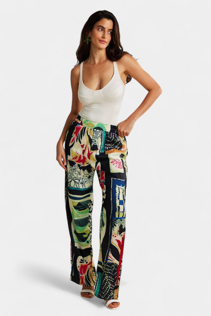 Arce | Pantalons Droits Taille Haute avec Imprimé Floral