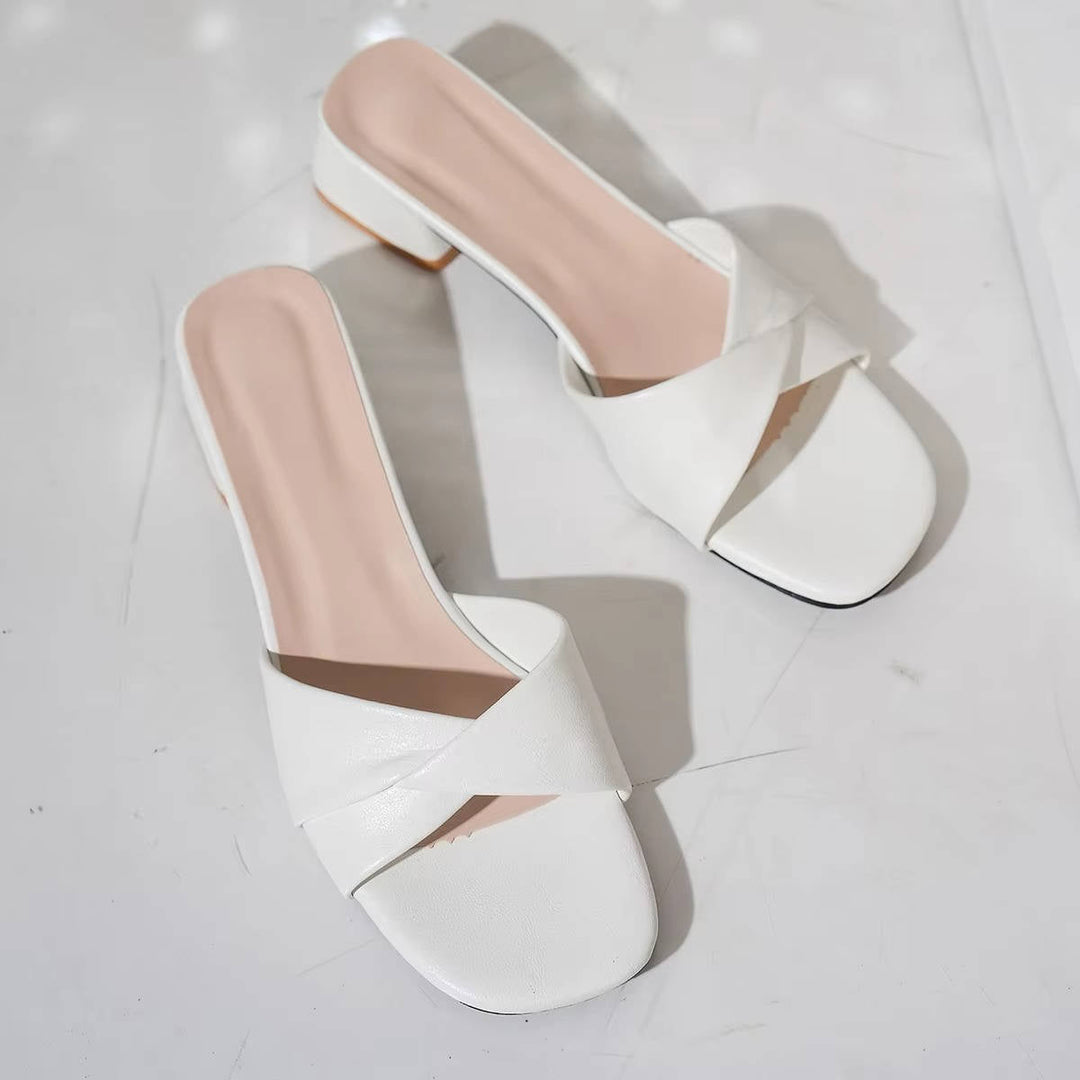 Ava | Sandales Mule à Talon Bas avec Sangle Torsadée