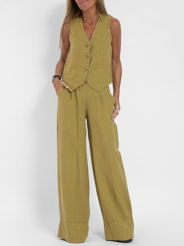 Aira | Ensemble élégant de deux pièces avec gilet et pantalon à jambes larges