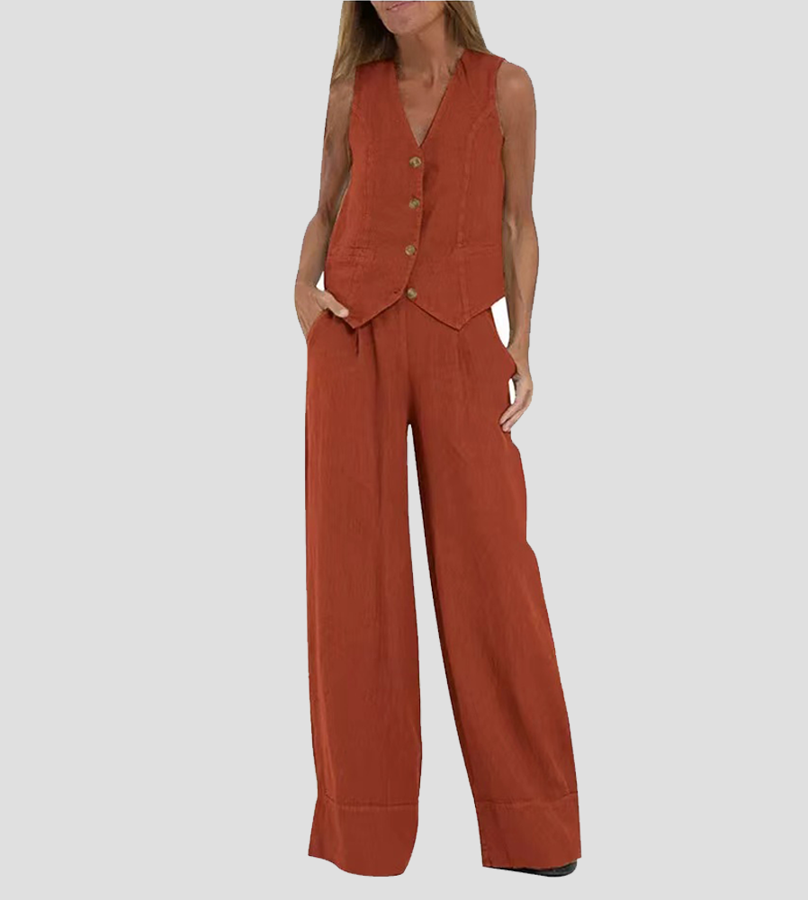 Aira | Ensemble élégant de deux pièces avec gilet et pantalon à jambes larges