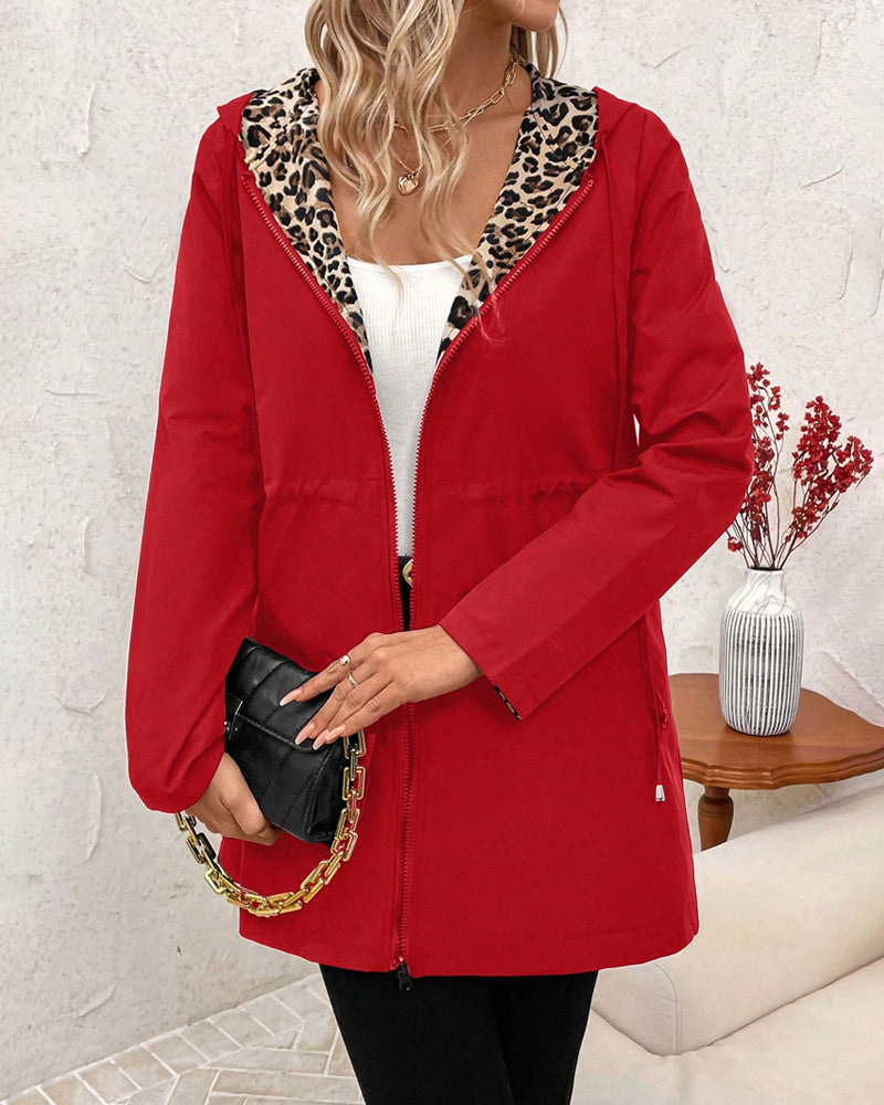 Elena | Veste réversible avec imprimé léopard