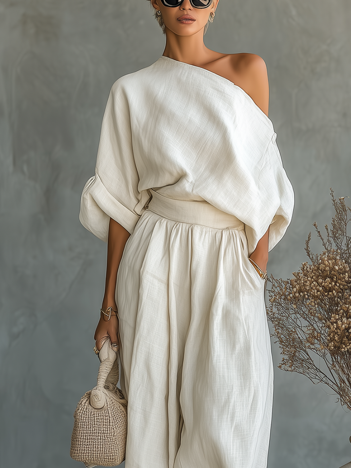 Ensemble en Lin Blanc Cassé
