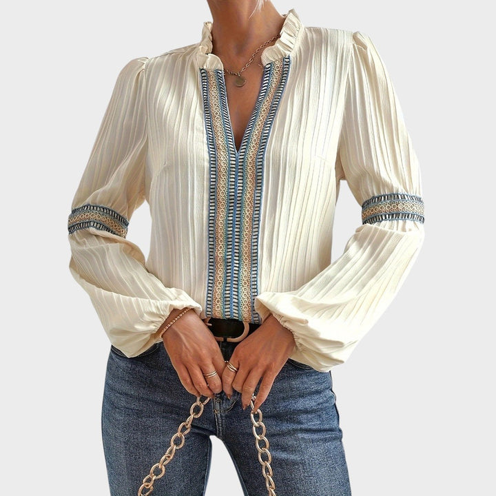 Isla | Blouse vintage avec col en V