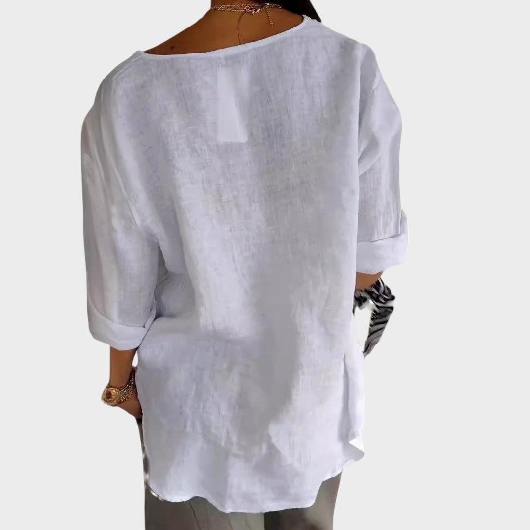 Zamma | Blouse en lin avec col en V