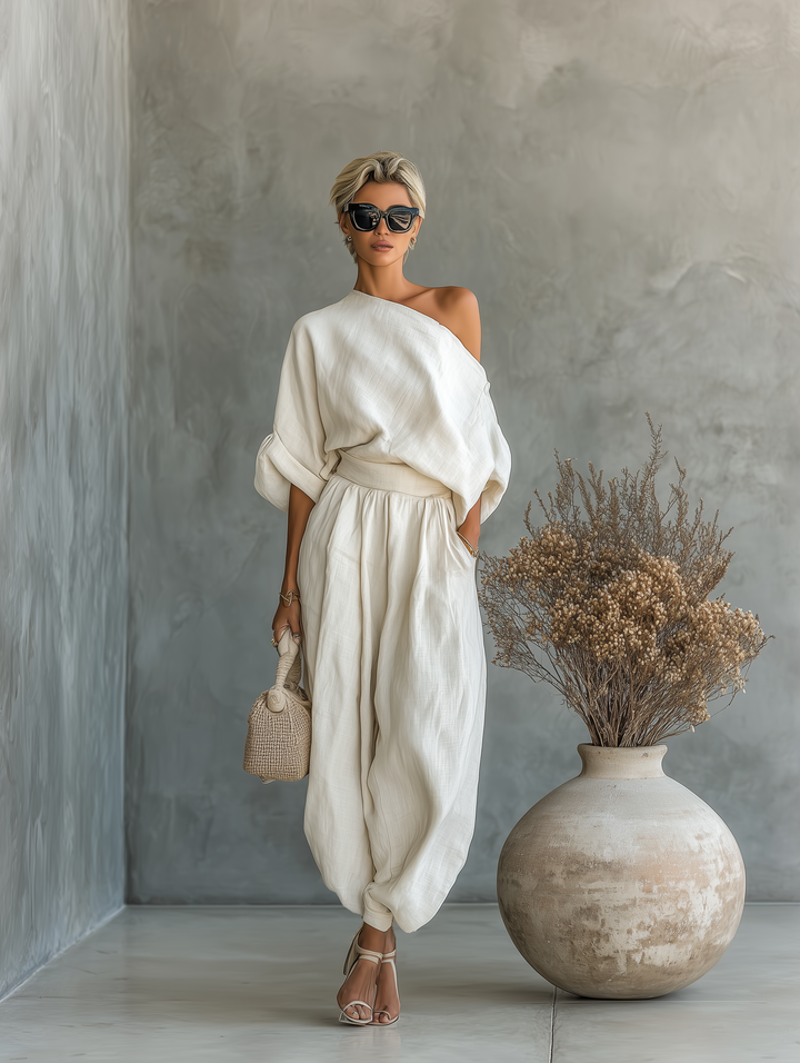 Ensemble en Lin Blanc Cassé
