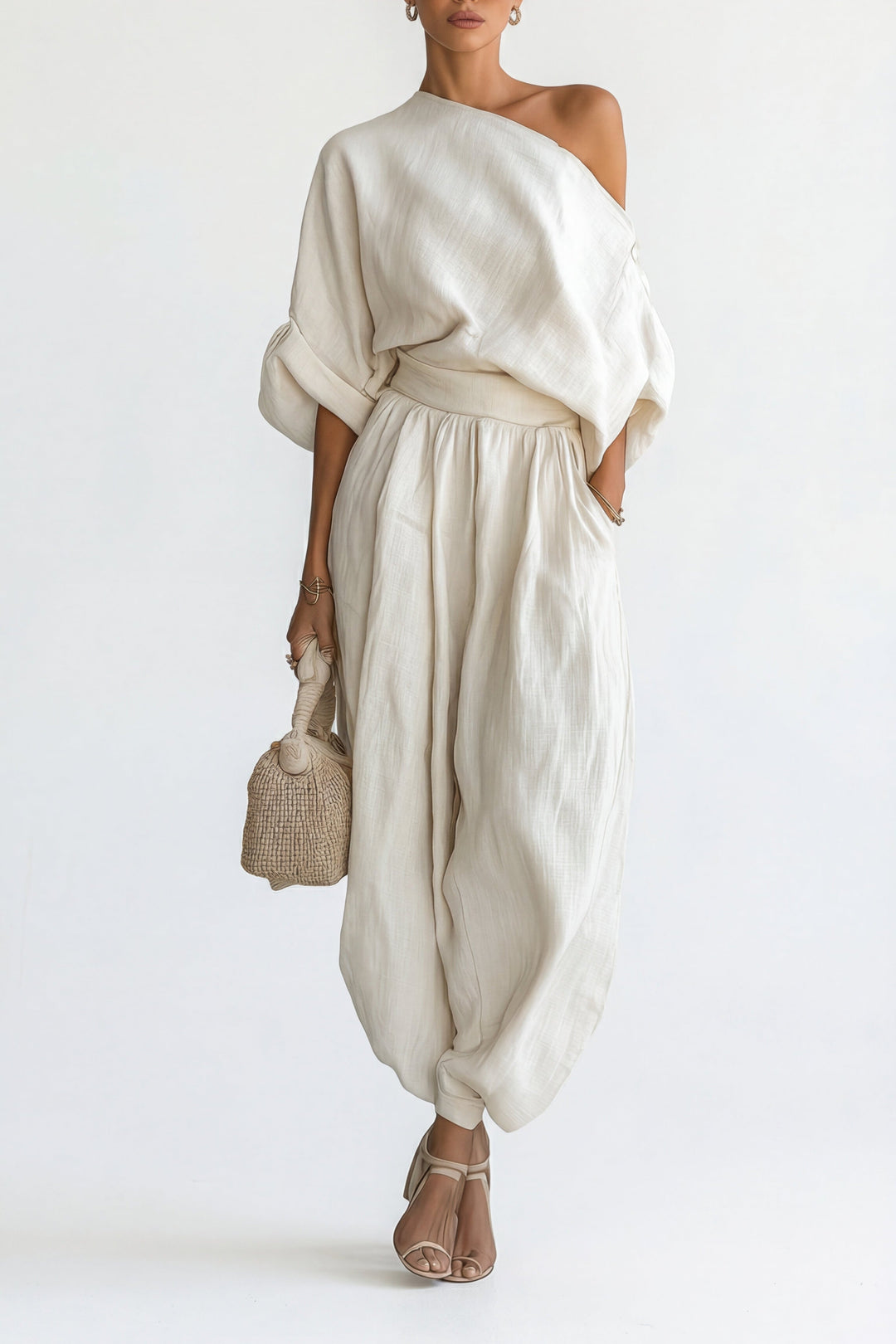 Ensemble en Lin Blanc Cassé