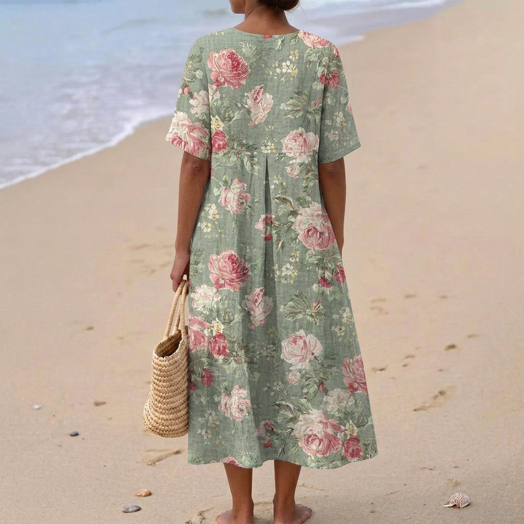 Camélia - Robe Midi Florale Rétro