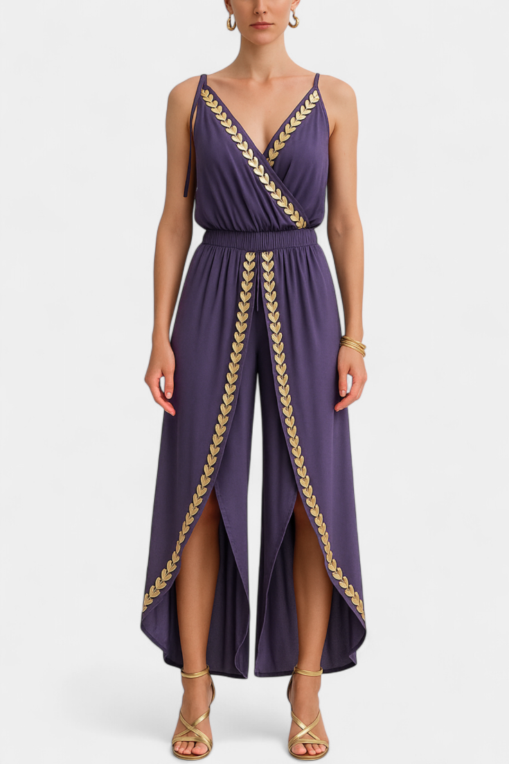 Donatila | Mono Unique avec Détails Dorés et Jambes Ouvertes