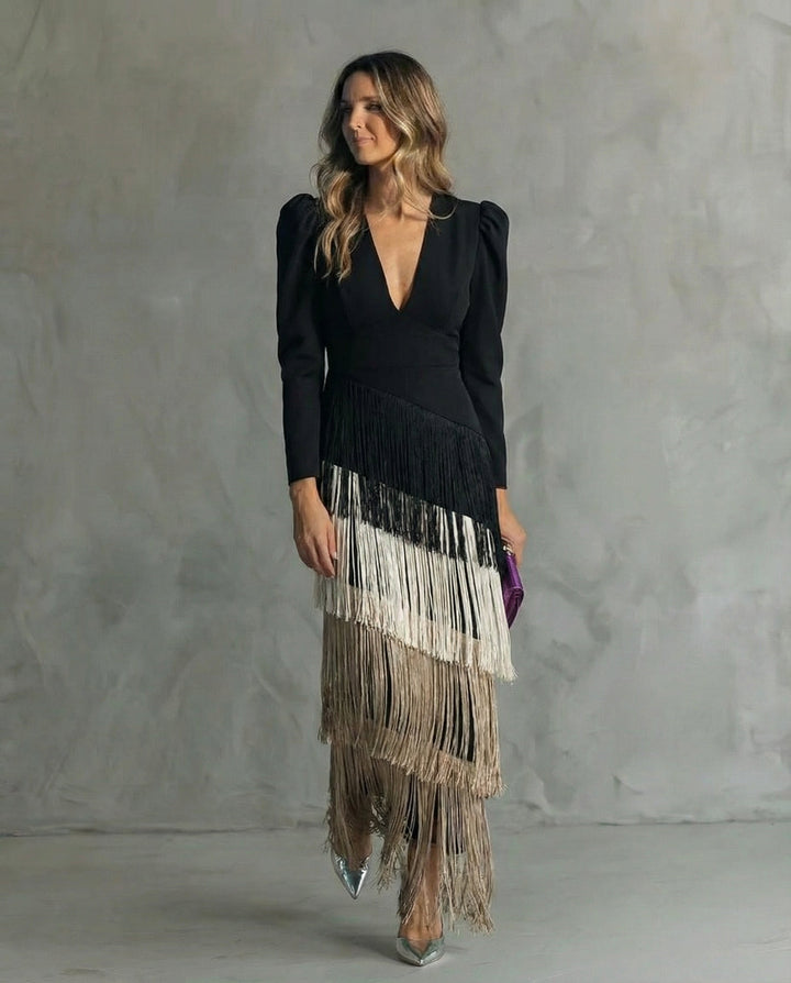 Clara | Robe élégante avec des manches à franges