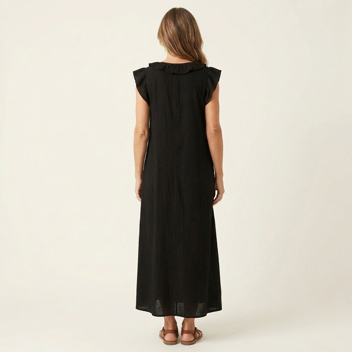 Josette | Robe Maxi avec Décolleté en V et Volants