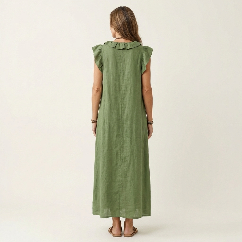 Josette | Robe Maxi avec Décolleté en V et Volants