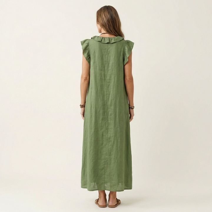 Josette | Robe Maxi avec Décolleté en V et Volants