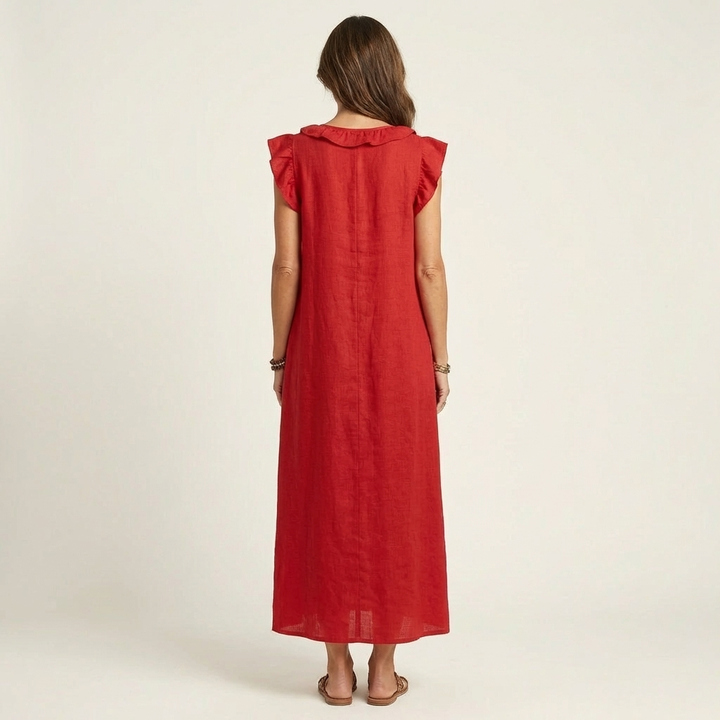 Josette | Robe Maxi avec Décolleté en V et Volants