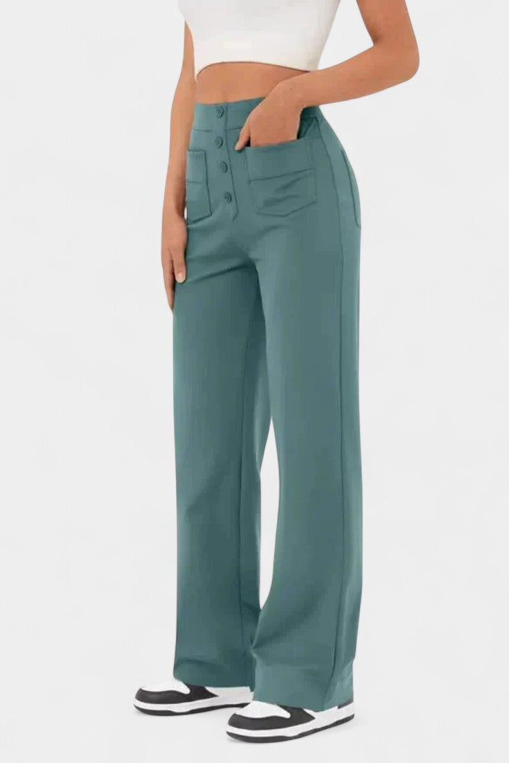 Nova | Pantalons Droits Taille Haute et Élastiques