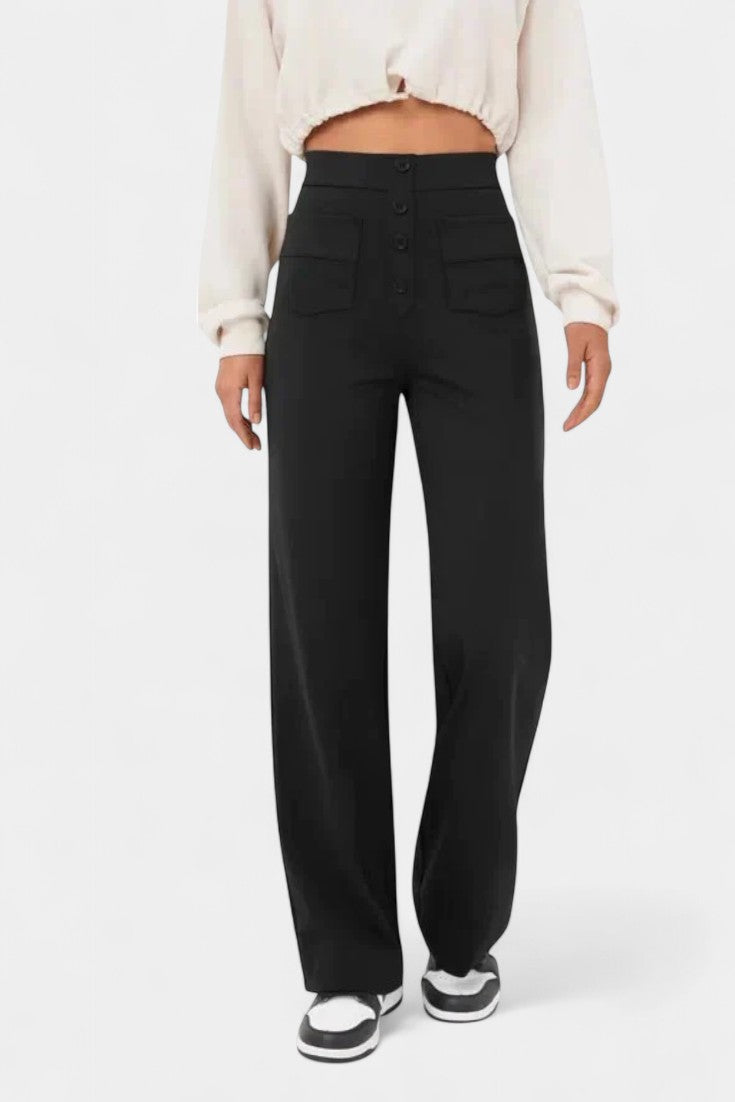 Nova | Pantalons Droits Taille Haute et Élastiques