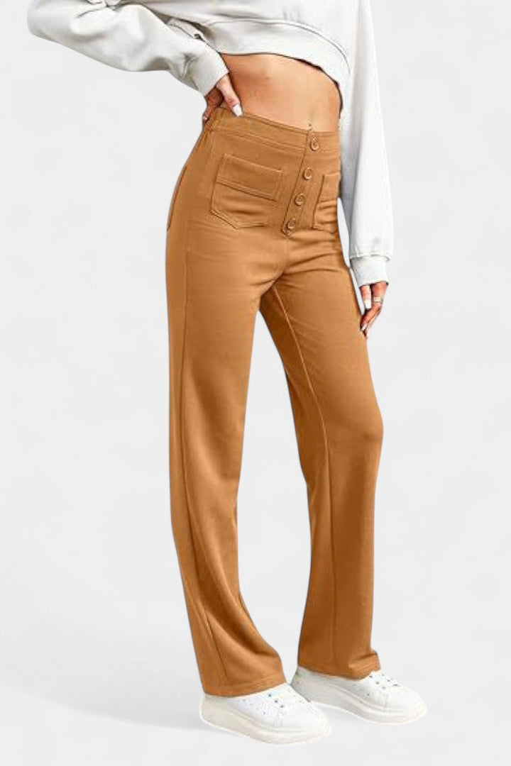 Nova | Pantalons Droits Taille Haute et Élastiques