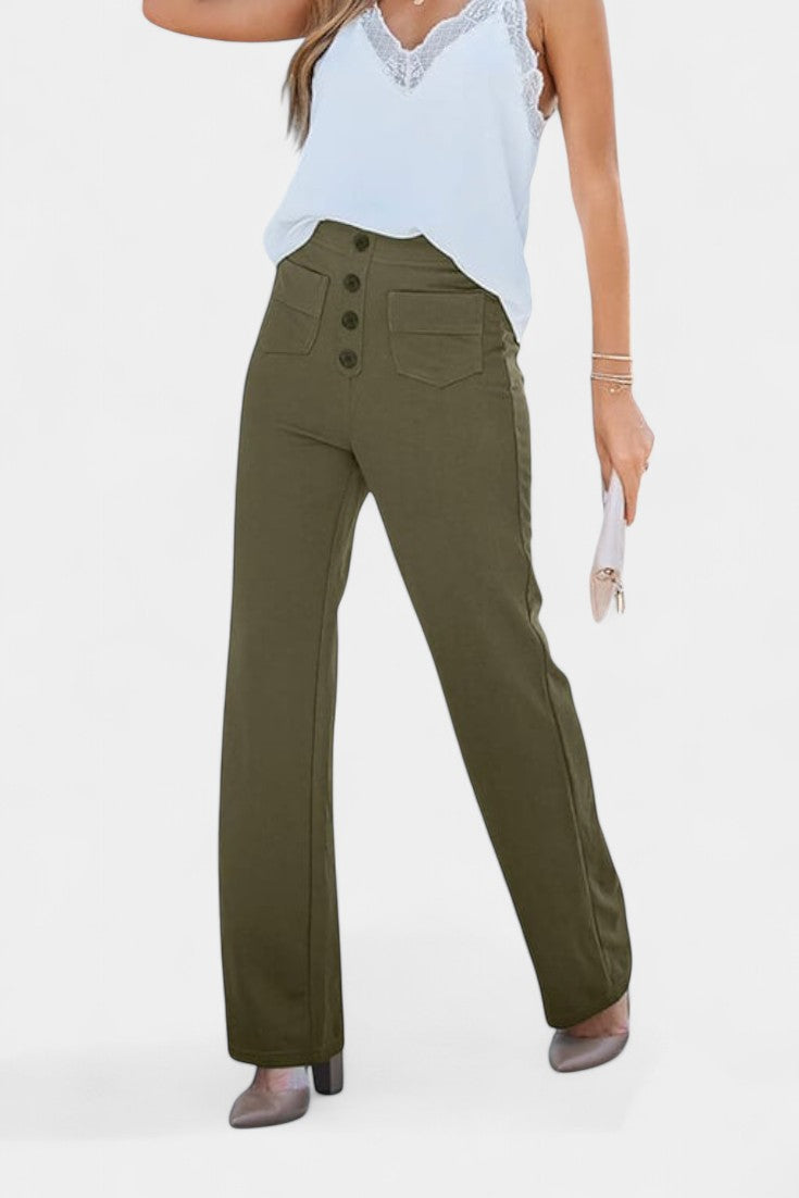 Nova | Pantalons Droits Taille Haute et Élastiques