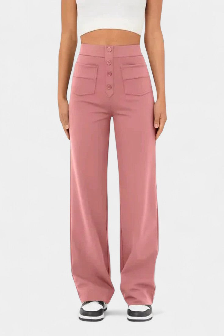 Nova | Pantalons Droits Taille Haute et Élastiques