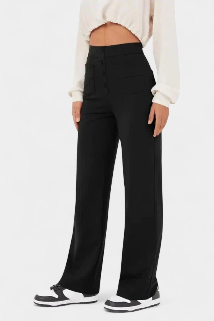 Nova | Pantalons Droits Taille Haute et Élastiques