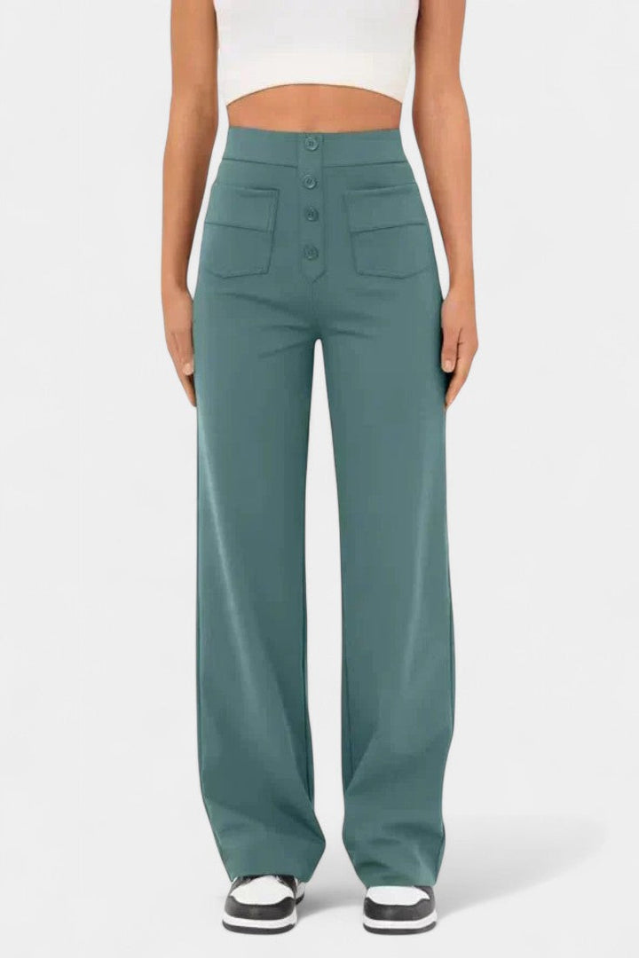 Nova | Pantalons Droits Taille Haute et Élastiques
