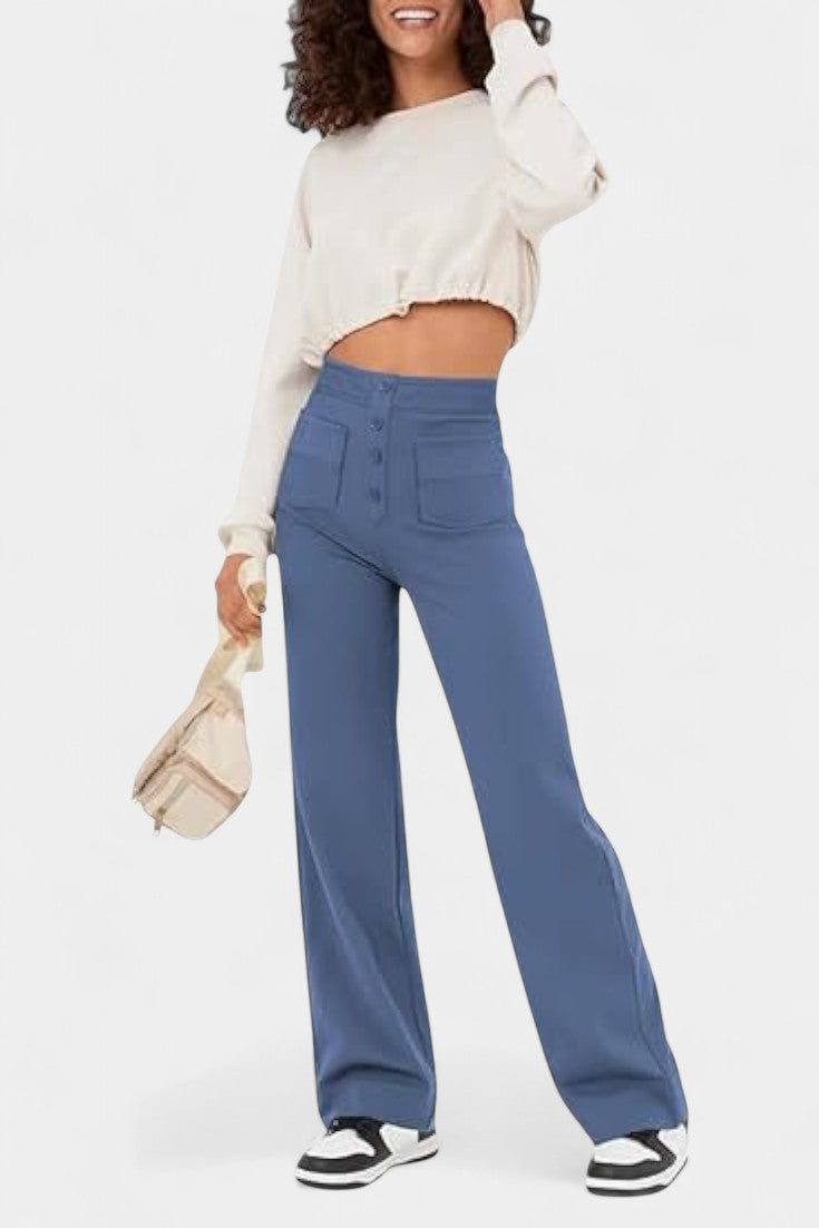 Nova | Pantalons Droits Taille Haute et Élastiques