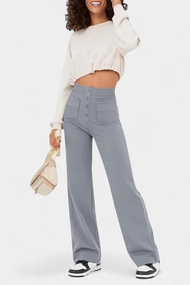 Nova | Pantalons Droits Taille Haute et Élastiques