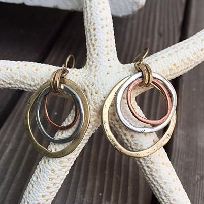Boucles d'Oreilles Vintage en Doré et Argenté