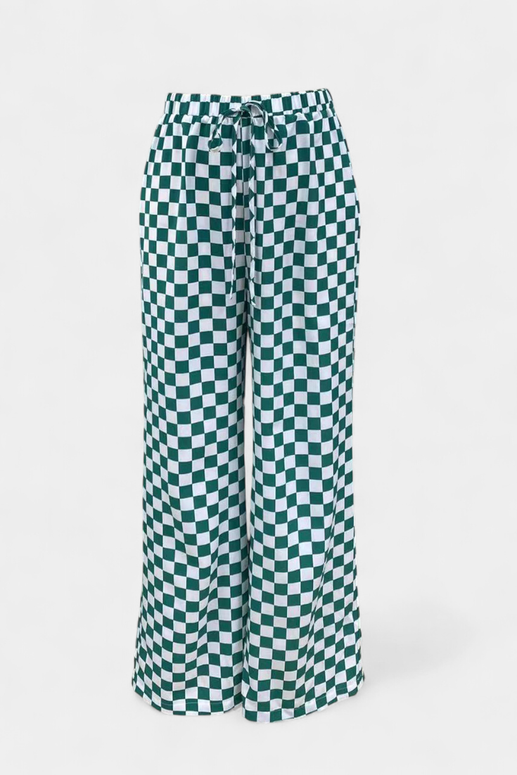 Hilaria | Pantalons à Jambes Larges à Motif à Carreaux