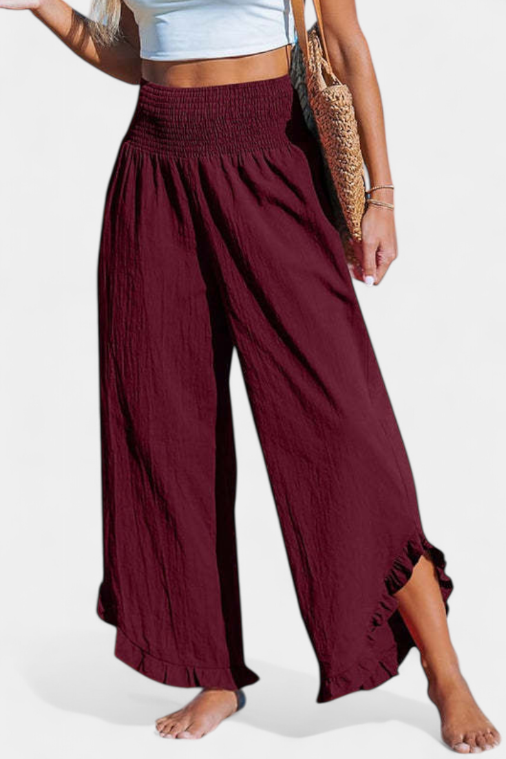Justina | Pantalon Palazzo avec Volants et Taille Haute