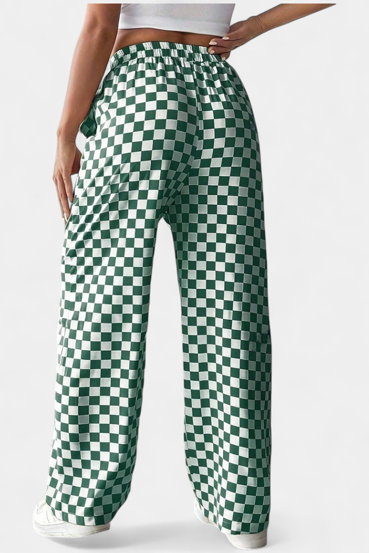 Hilaria | Pantalons à Jambes Larges à Motif à Carreaux