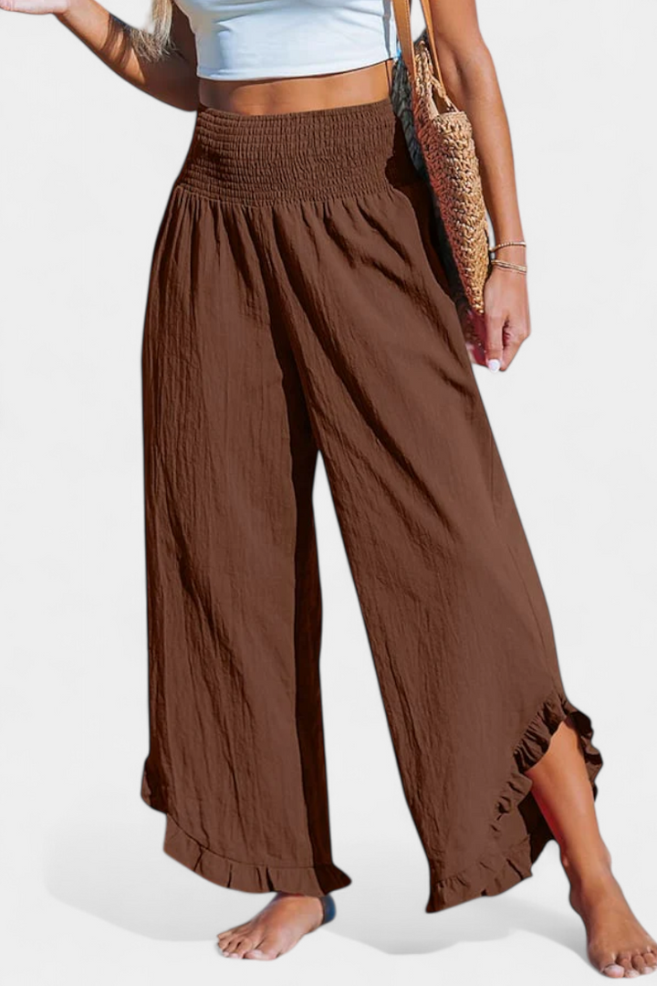 Justina | Pantalon Palazzo avec Volants et Taille Haute
