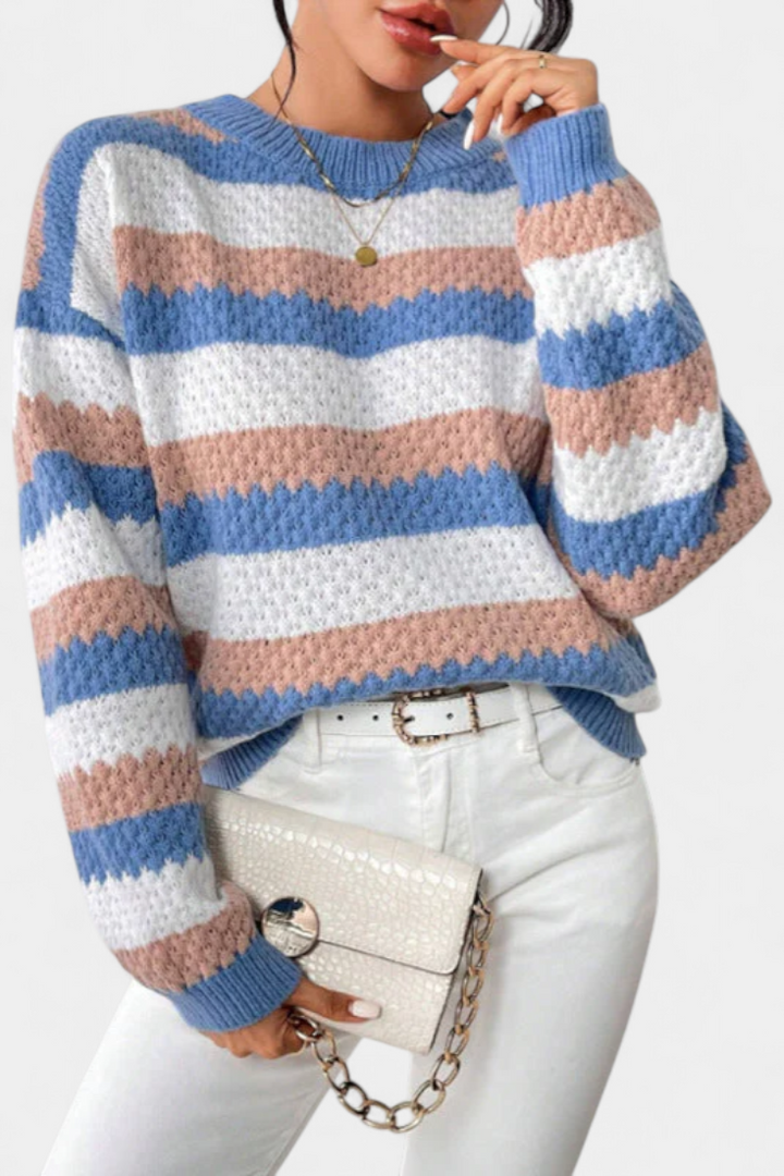 Kristen | Pull Oversized à Col Rond Rayé