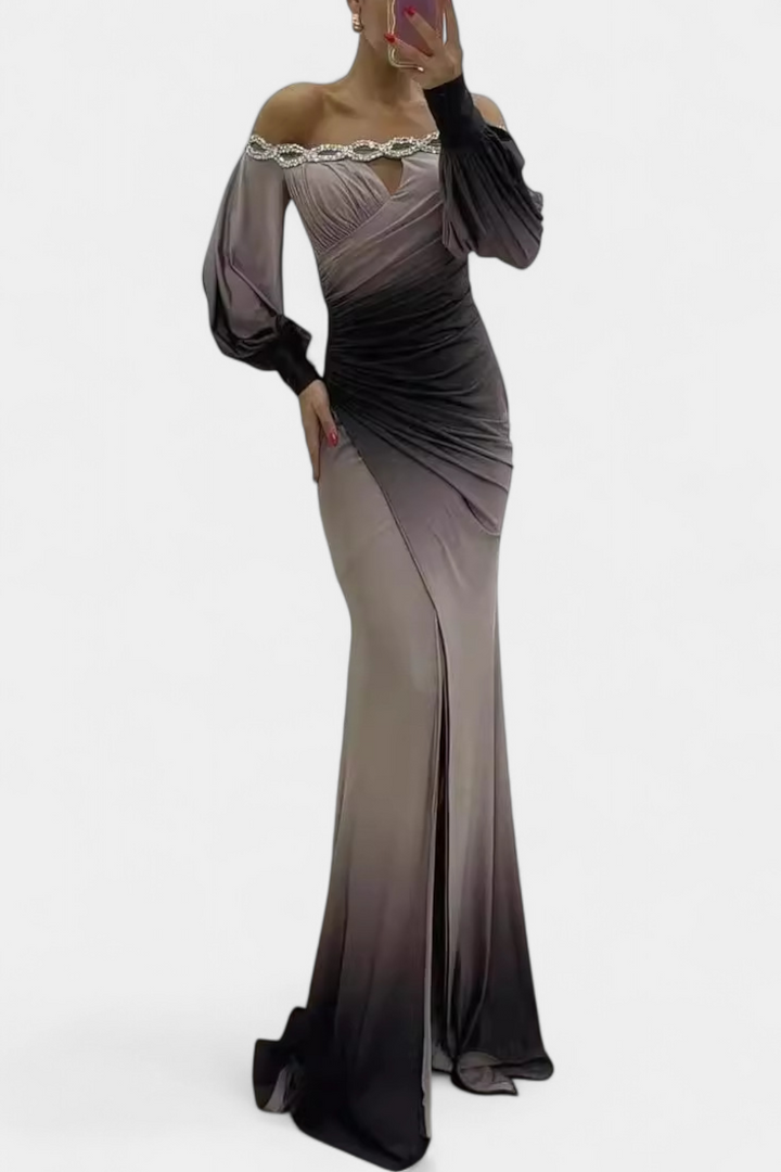 Julitta | Robe Maxi Ombre avec Épaules Dégagées