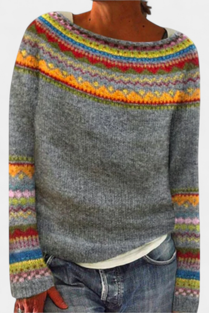 Jolessa | Pull en Tricot avec Imprimé Nordique