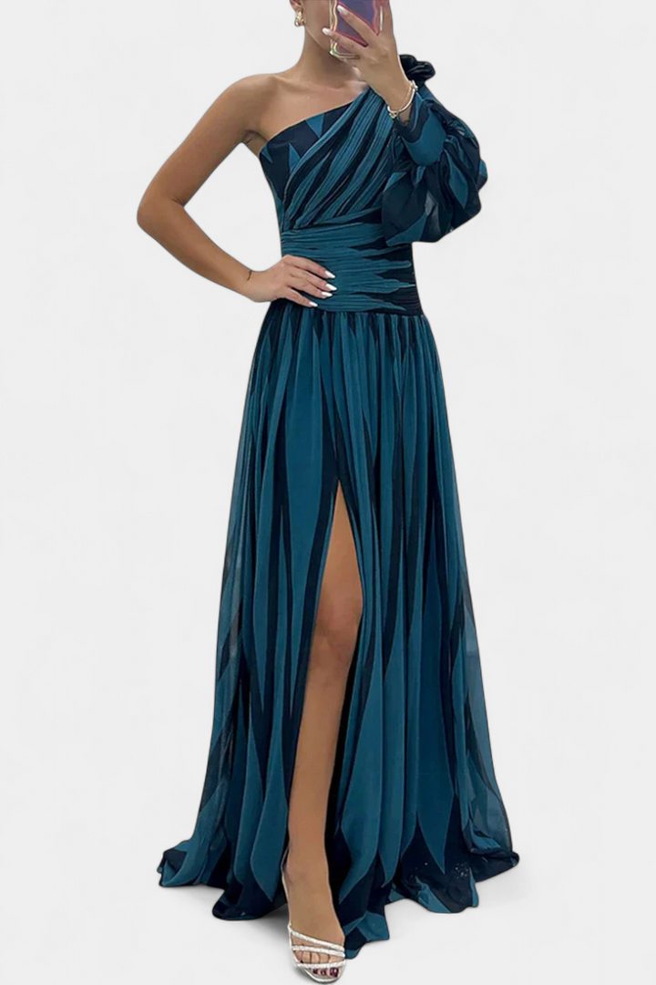 Bethania | Robe Maxí Élégante à Rayures avec Une Épaule