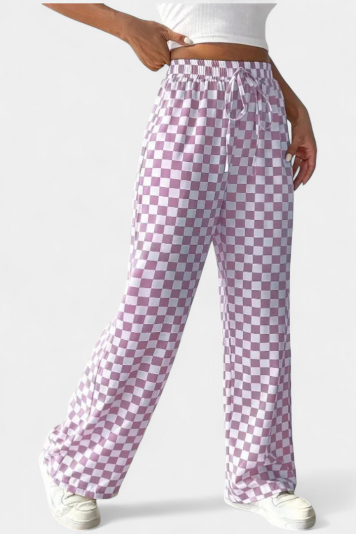 Hilaria | Pantalons à Jambes Larges à Motif à Carreaux