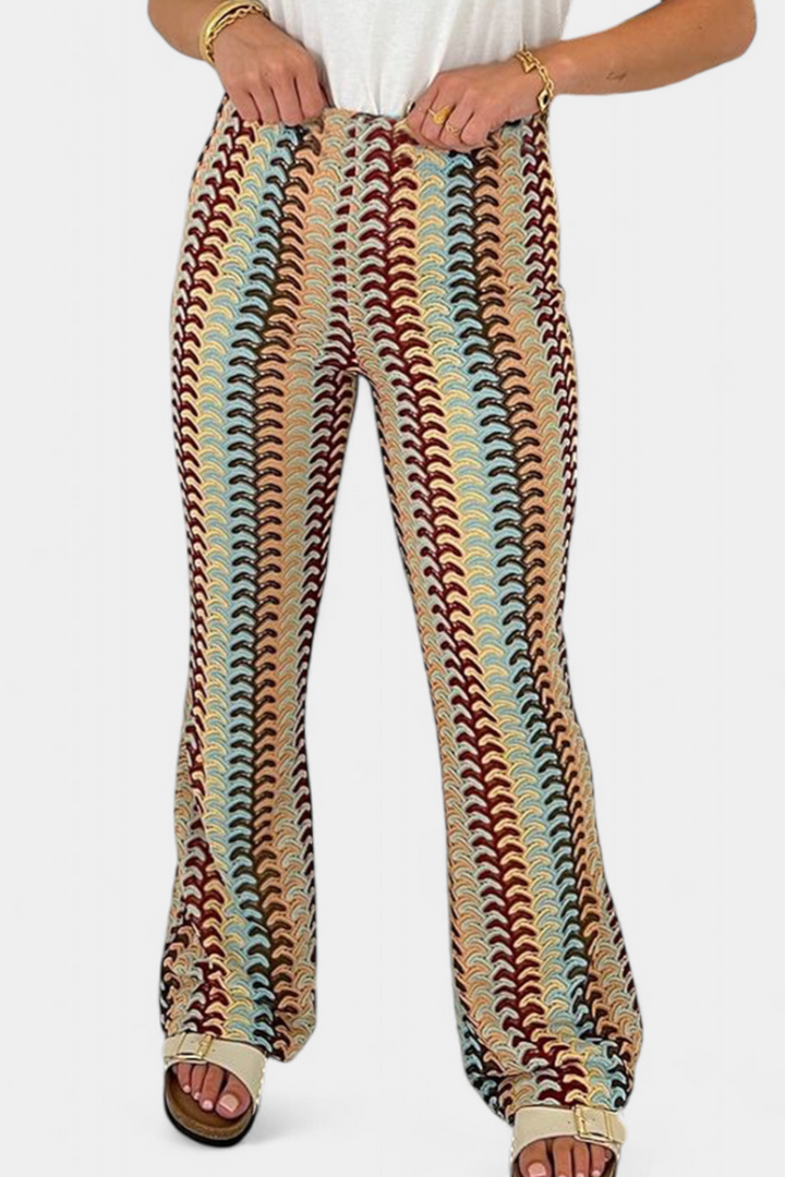 Carlie | Pantalon Évasé Imprimé Rétro