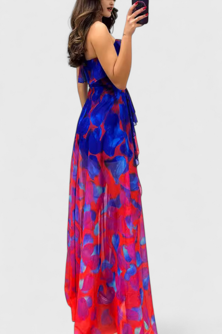 Andy | Robe Maxi Sans Manches avec Volants et Ouverture Dégradée