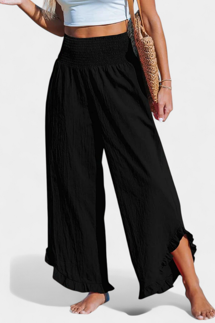 Justina | Pantalon Palazzo avec Volants et Taille Haute