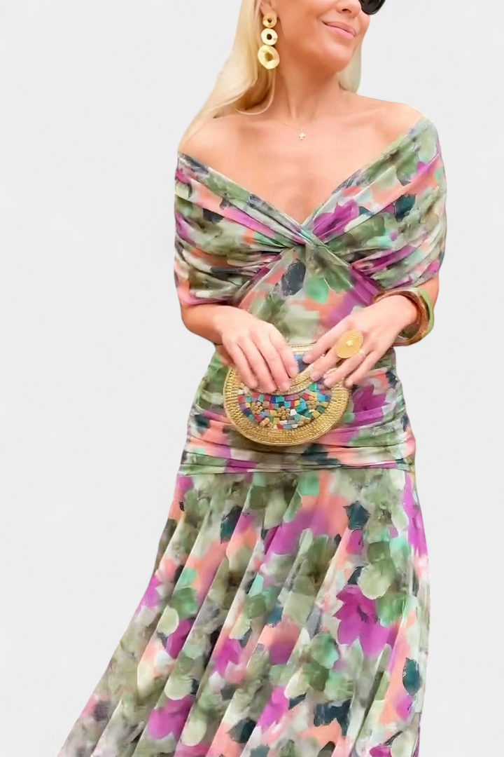 Florena | Robe Maxi Florale avec Décolleté en V