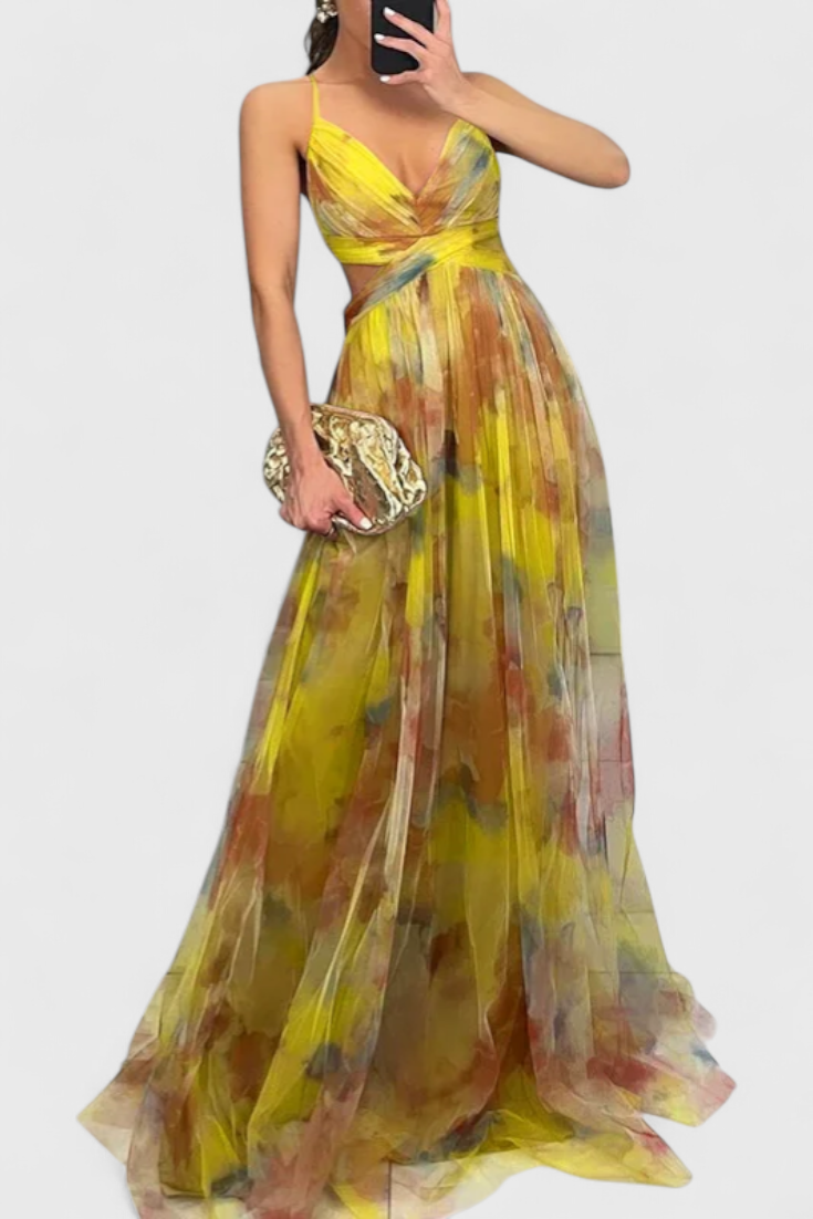 Ingrid | Robe Maxi Fleurie avec Décolleté en V