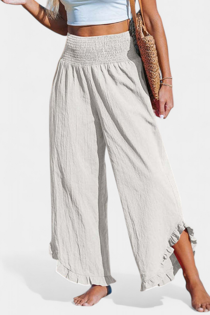 Justina | Pantalon Palazzo avec Volants et Taille Haute