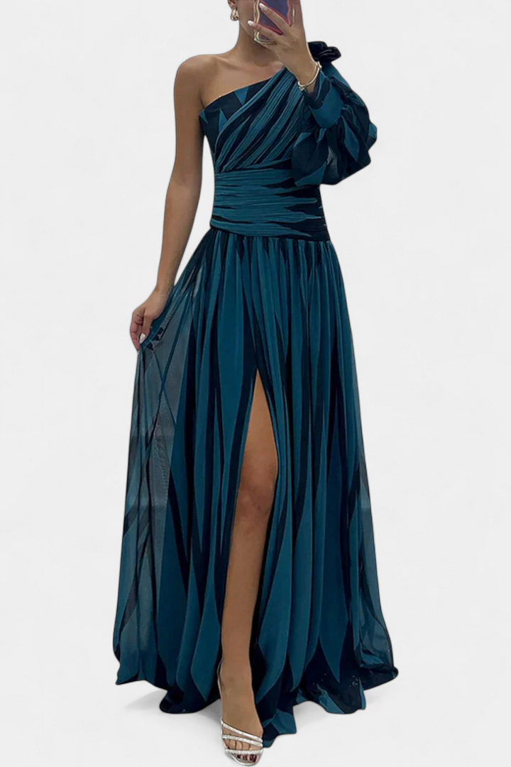 Bethania | Robe Maxí Élégante à Rayures avec Une Épaule