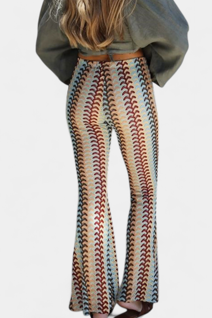 Carlie | Pantalon Évasé Imprimé Rétro